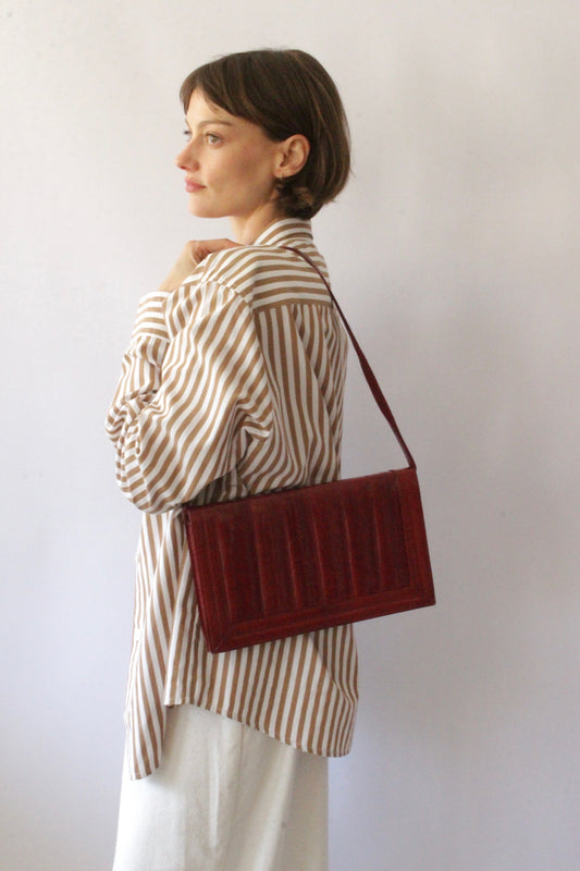 Vintage Crimson Eelskin Clutch Purse