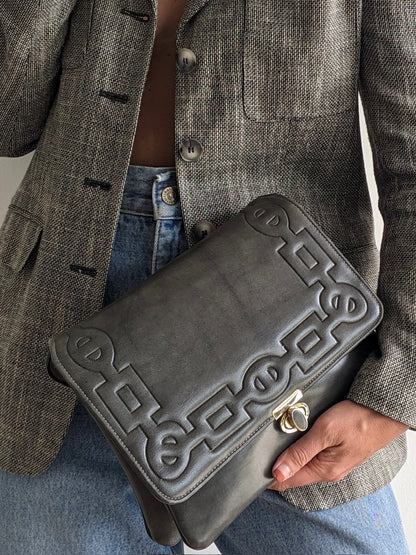 Vintage Smoke Vegan Leather Clutch Bag