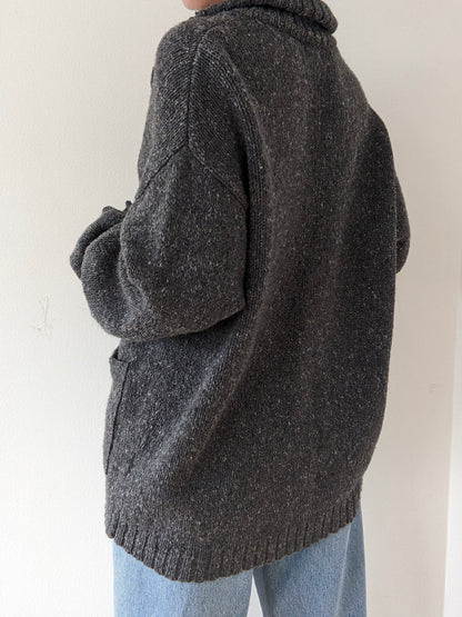 Vintage Charcoal Collared Wool Cardigan