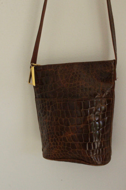 Incredible Vintage Croc-Embossed Leather Purse