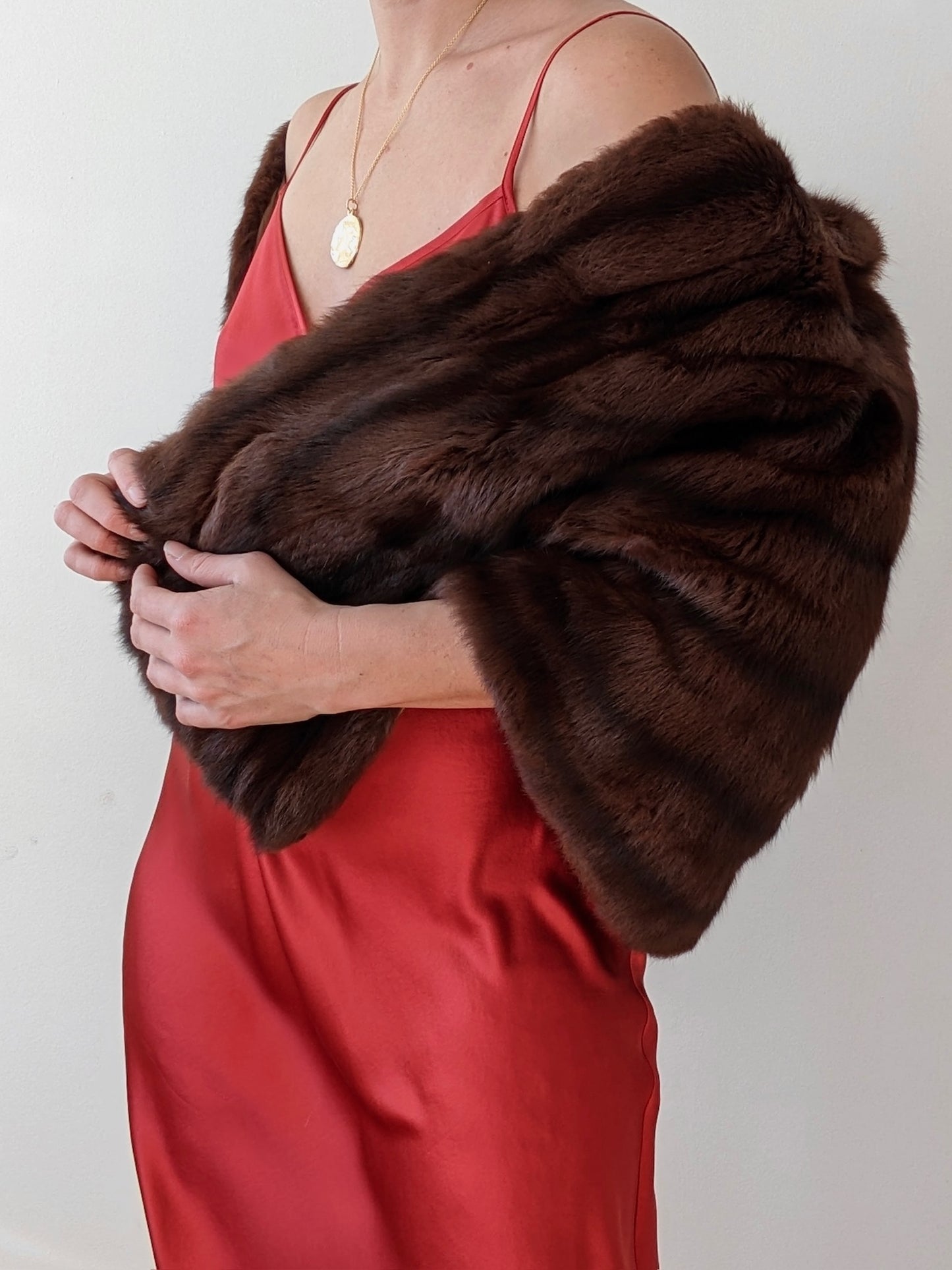 Luxury Vintage Espresso Fur Shawl