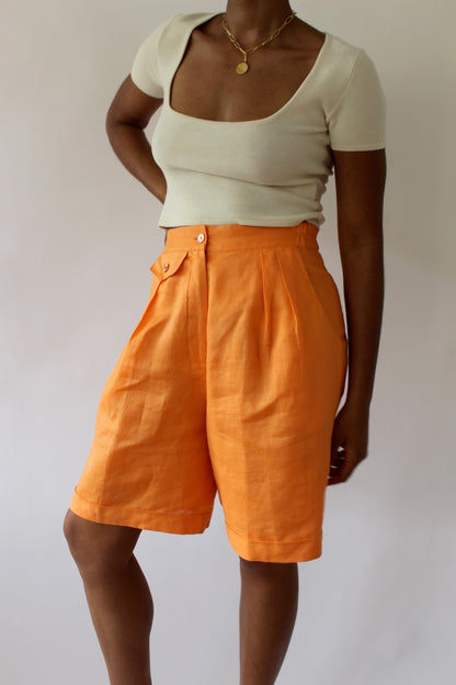 Vintage Tangelo Pleated Shorts