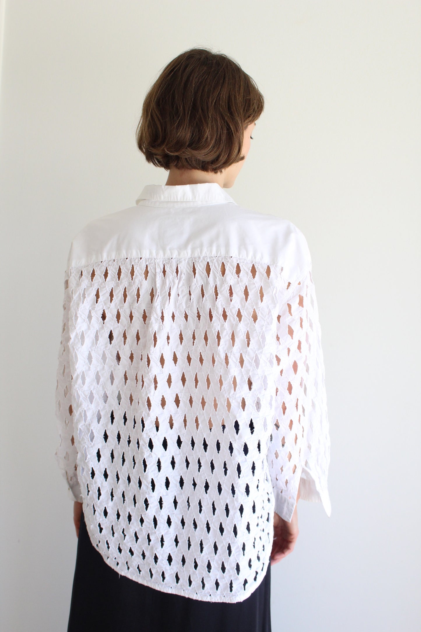 Rare Vintage Lattice Back Button Up