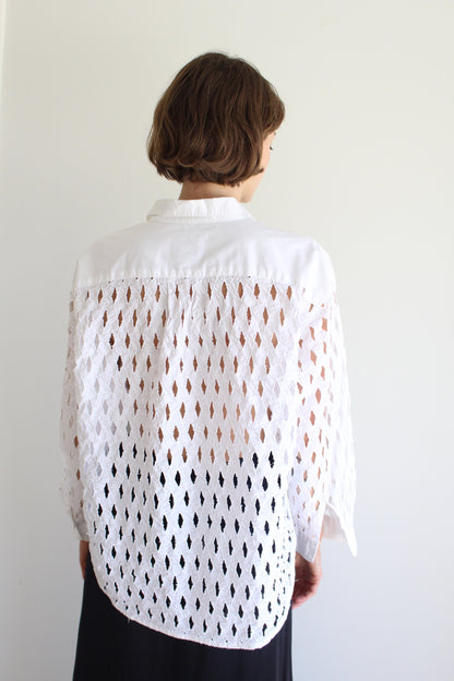 Rare Vintage Lattice Back Button Up