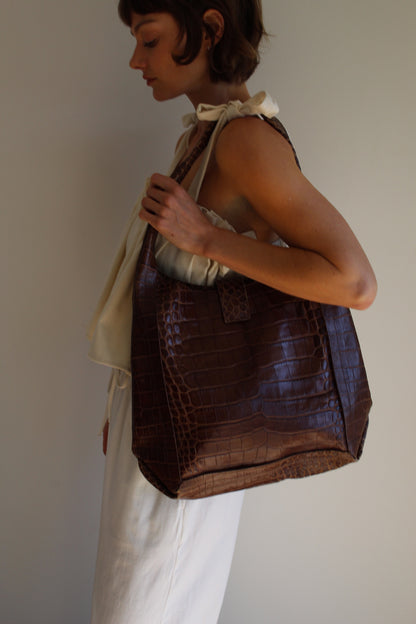 Vintage Donald Pliner Large Embossed Leather Bag