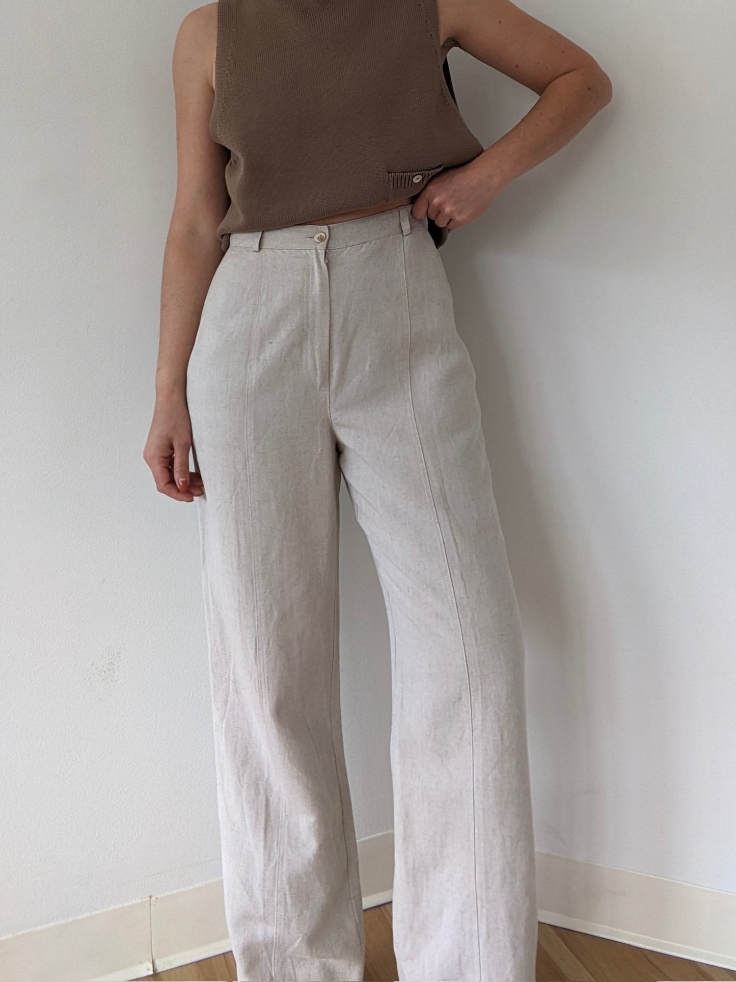 Vintage Oat Woven Linen Pants