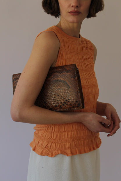 Incredible Vintage Genuine Snakeskin Clutch Bag