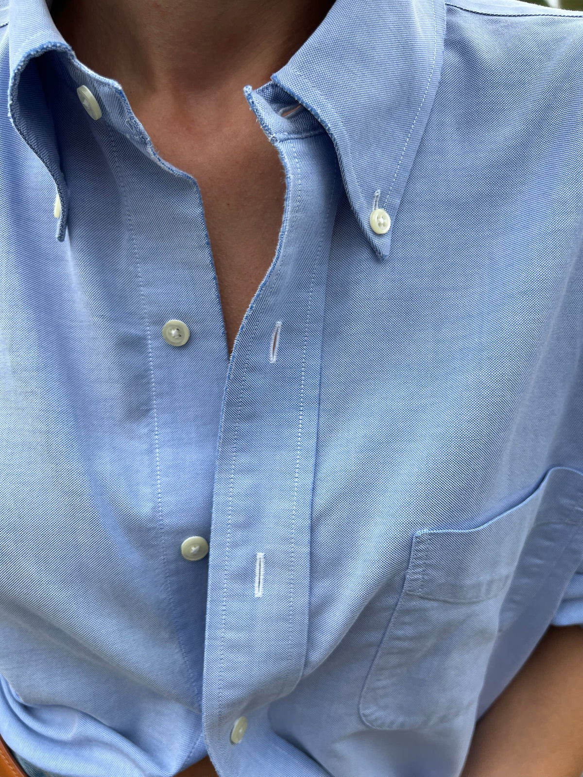 Classic Vintage Blue Cotton Oxford Shirt