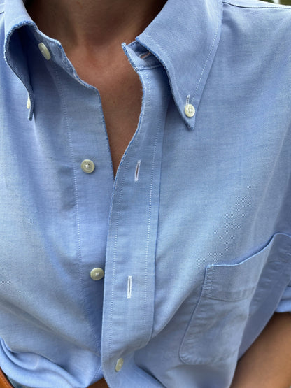 Classic Vintage Blue Cotton Oxford Shirt
