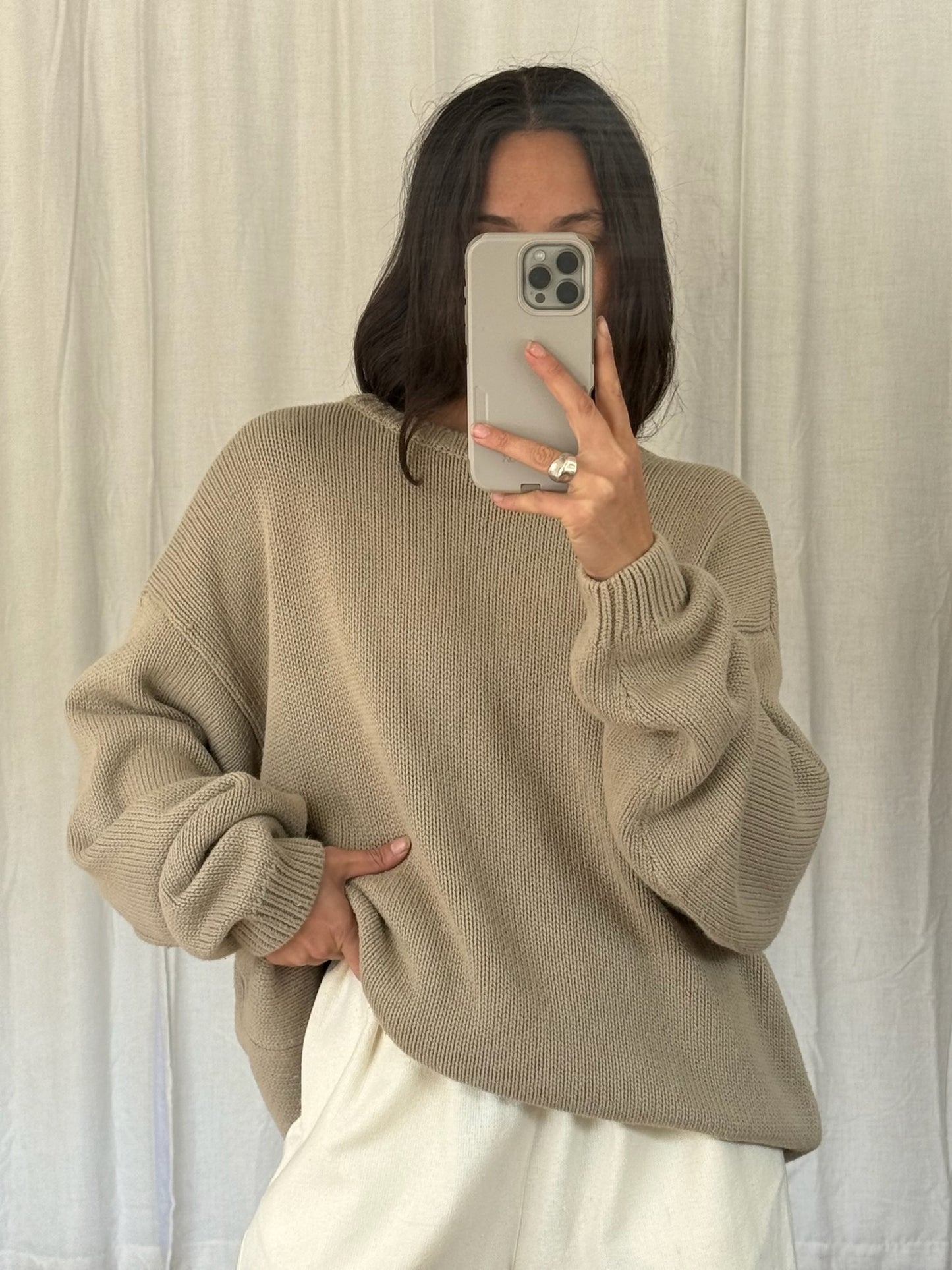 Vintage Latte Cotton Sweater