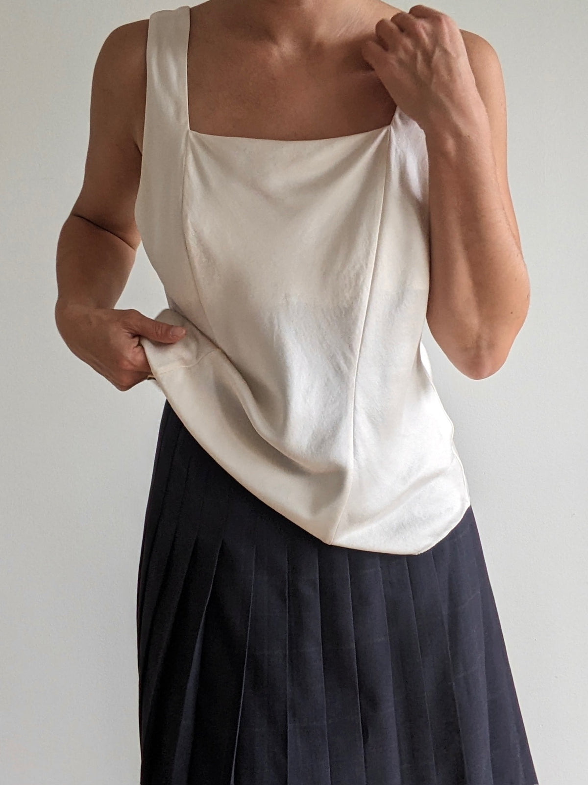 Vintage Pearl Silk Charmeuse Slip Tank