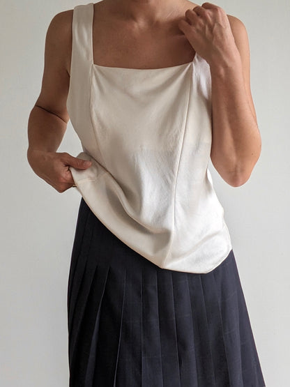 Vintage Pearl Silk Charmeuse Slip Tank