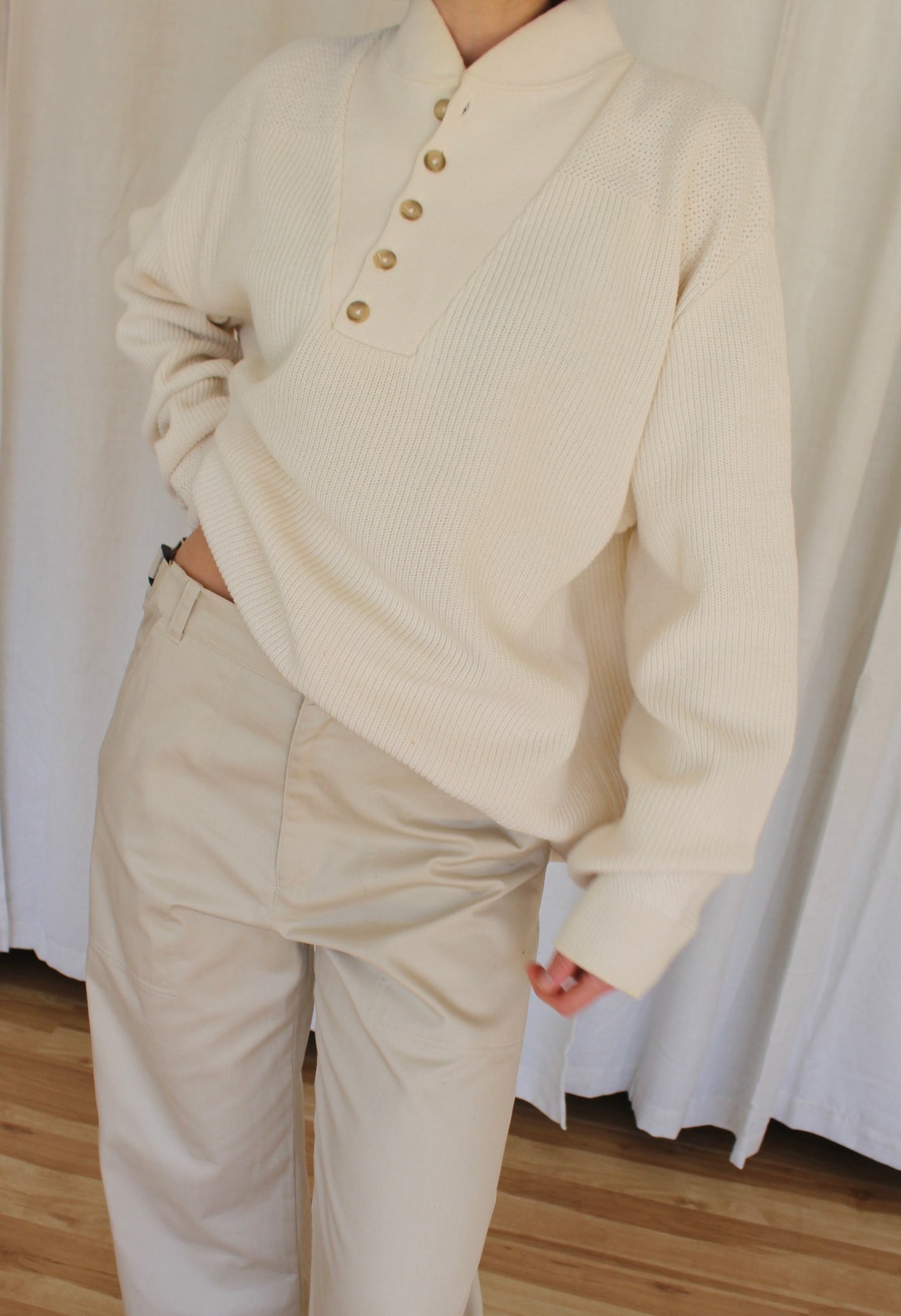 Favorite Vintage Vanilla Cotton Henley