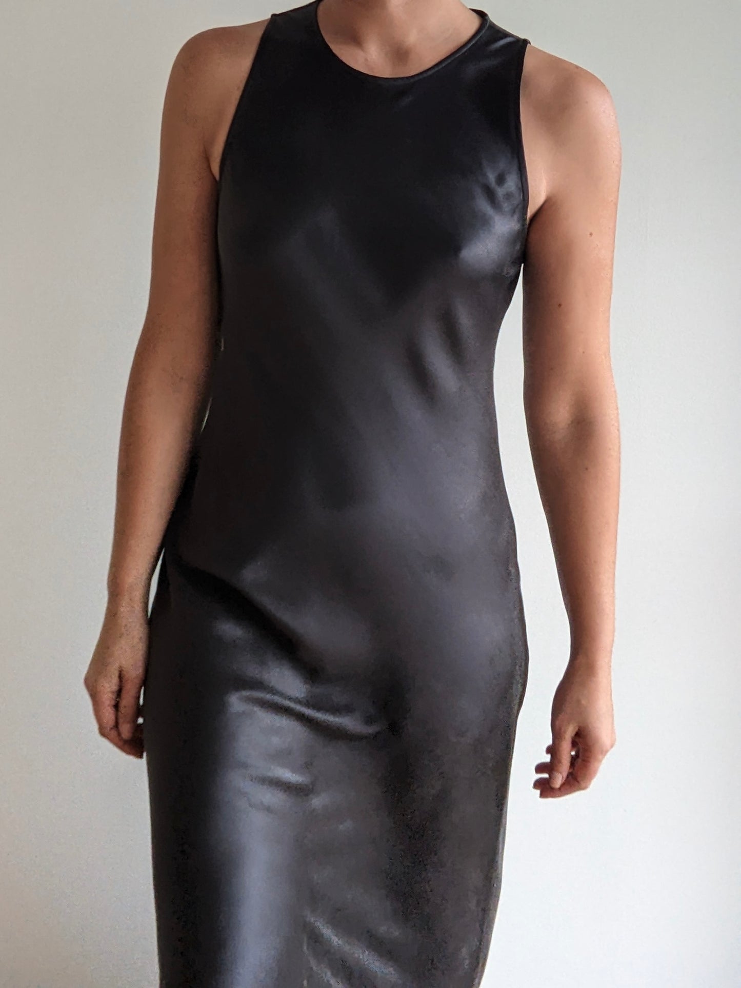Incredible Vintage DKNY Slate Silk Charmeuse Dress