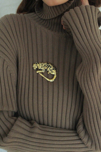 Vintage Gold Leopard Brooch