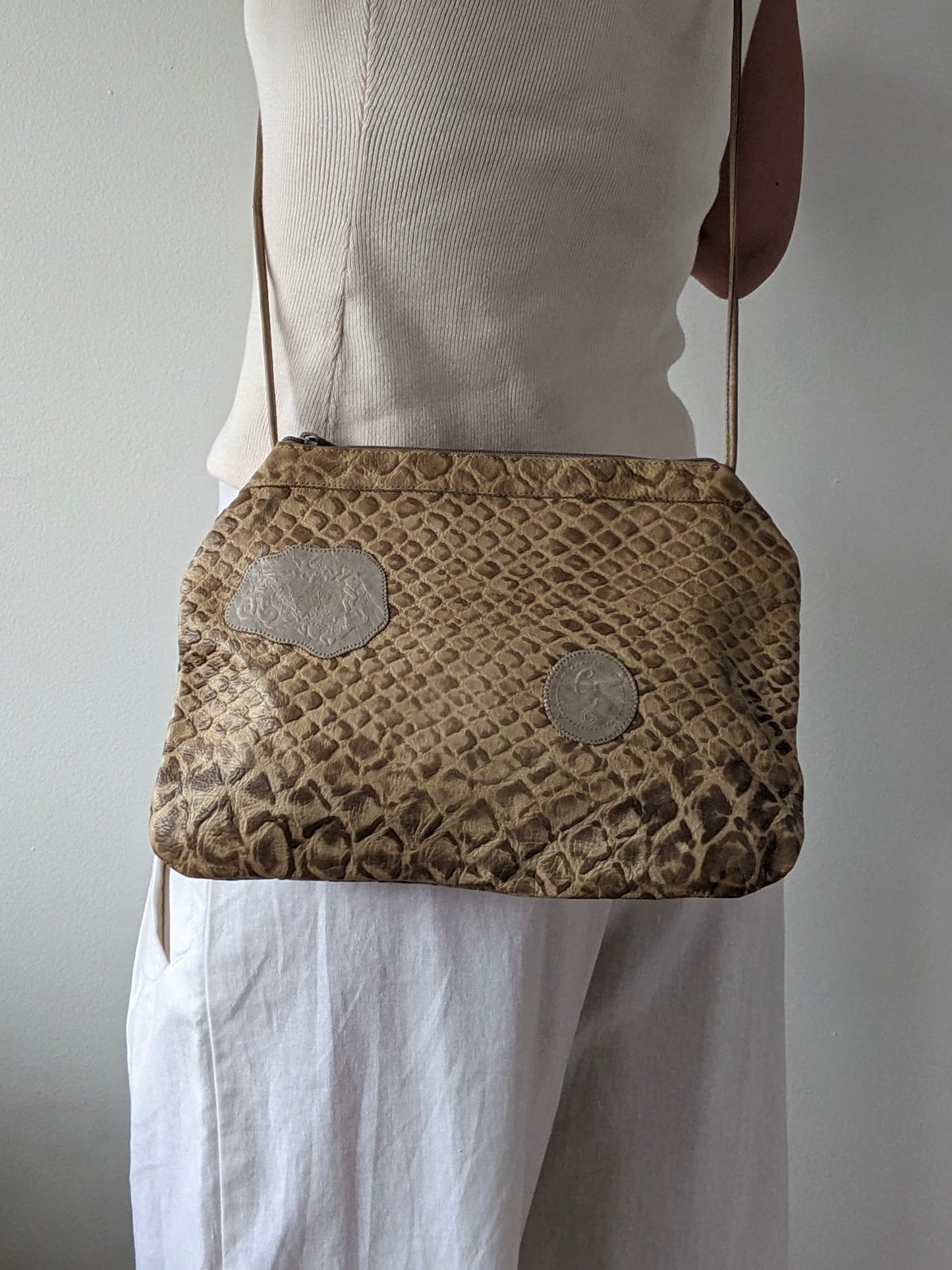 Vintage Carlos Falchi Embossed Leather Purse