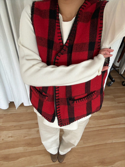Vintage Reversible Checkered Wool Vest