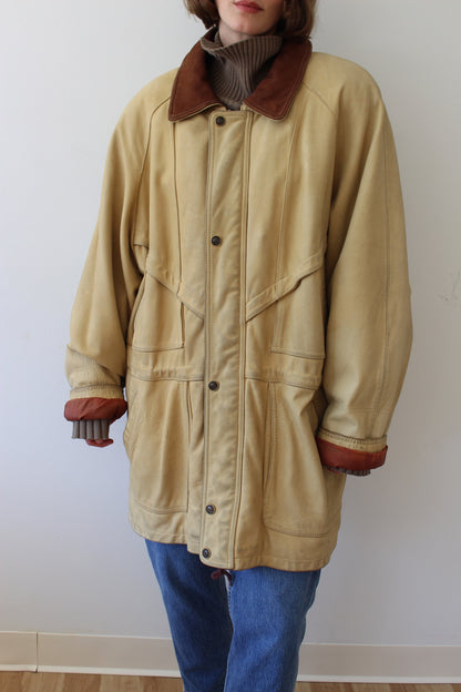 Incredible Vintage Two-Toned Leather Chore Coat
