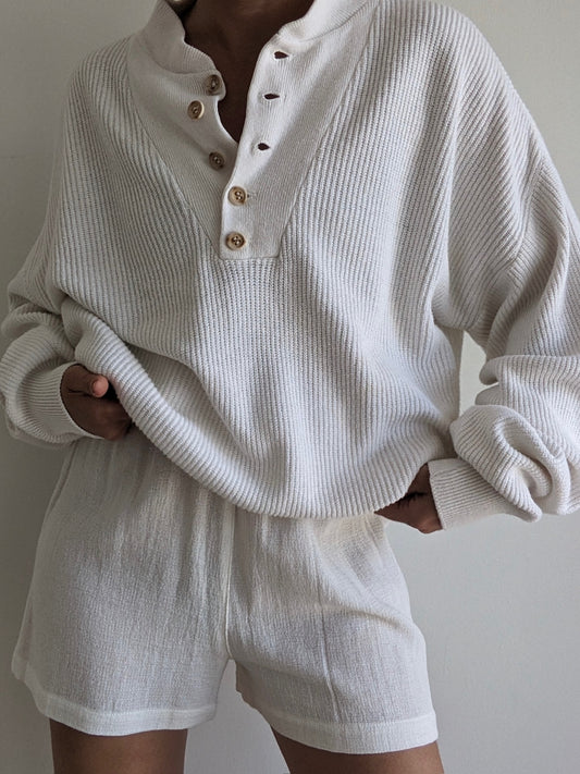 Favorite Vintage Ivory Cotton Henley