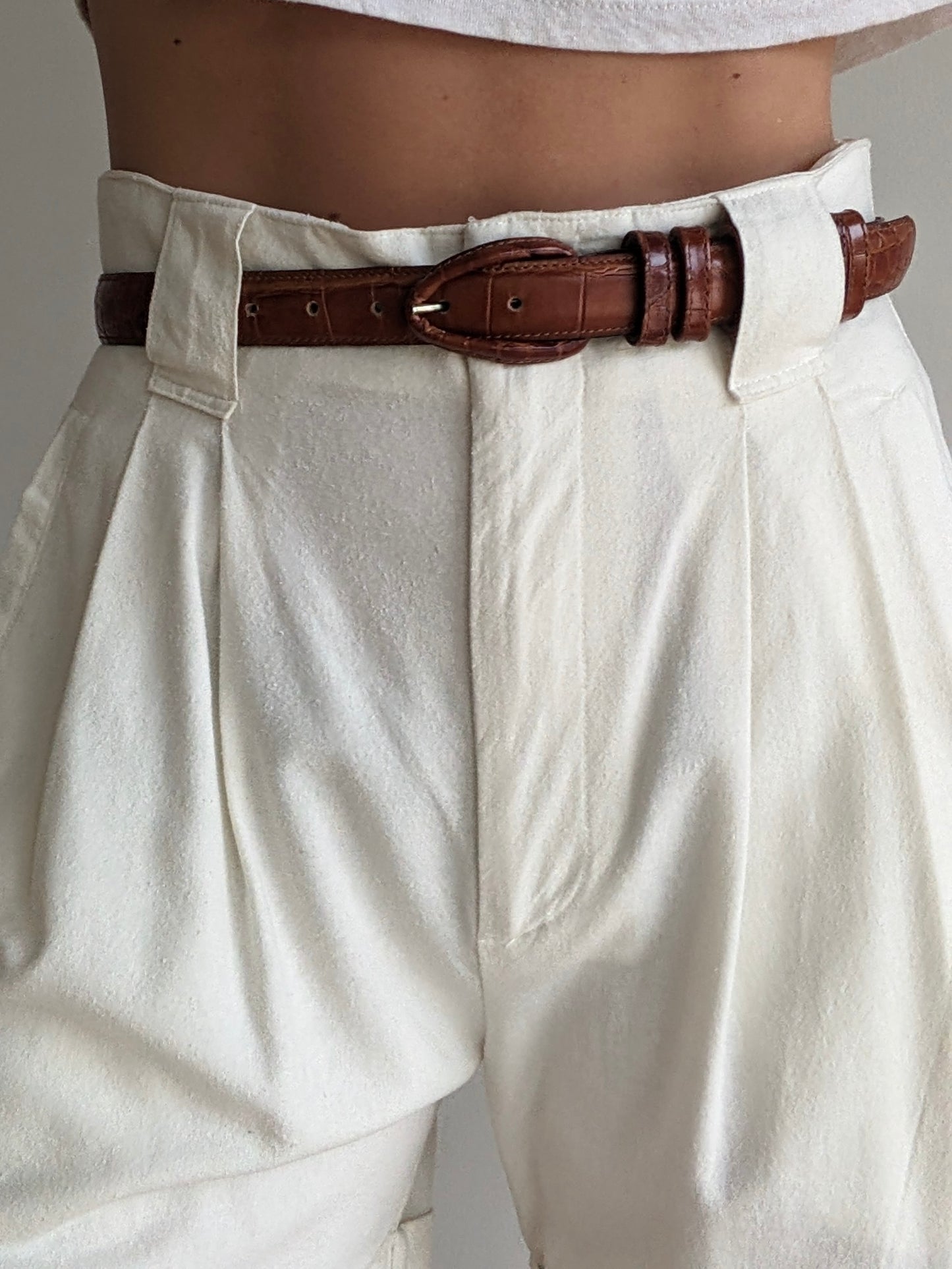 Vintage Alligator-Embossed Leather Belt