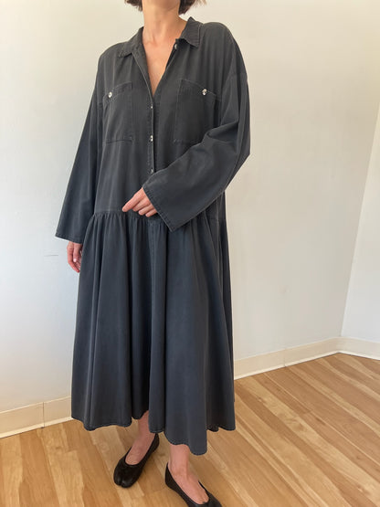 Vintage Faded Black Drop Waist Dress