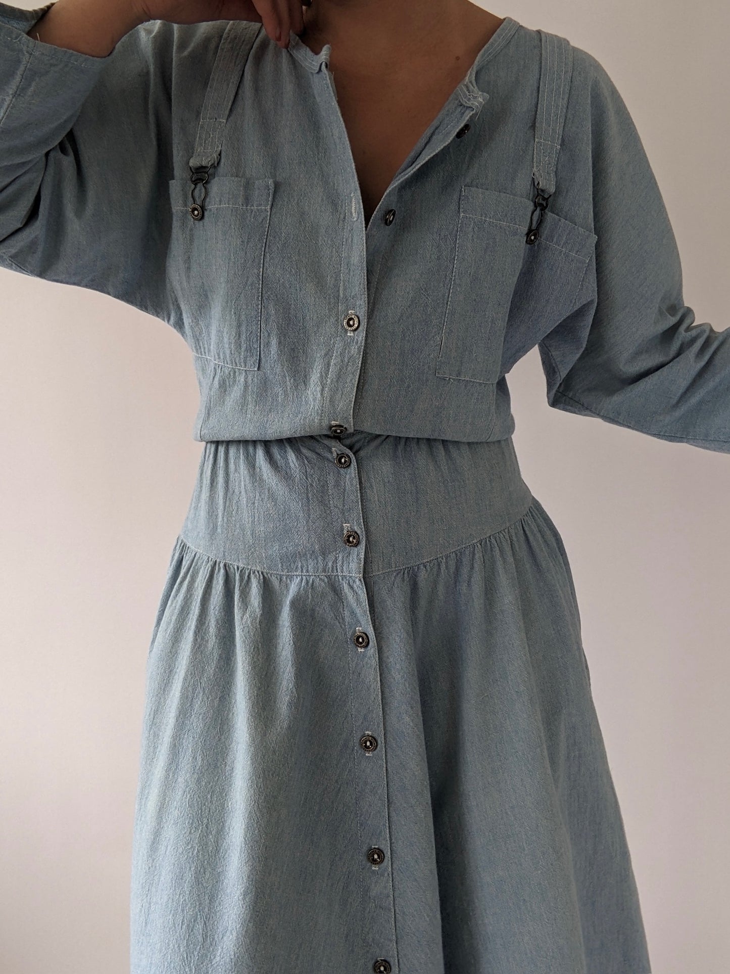 Lovely Vintage Chambray Dolman Sleeve Dress
