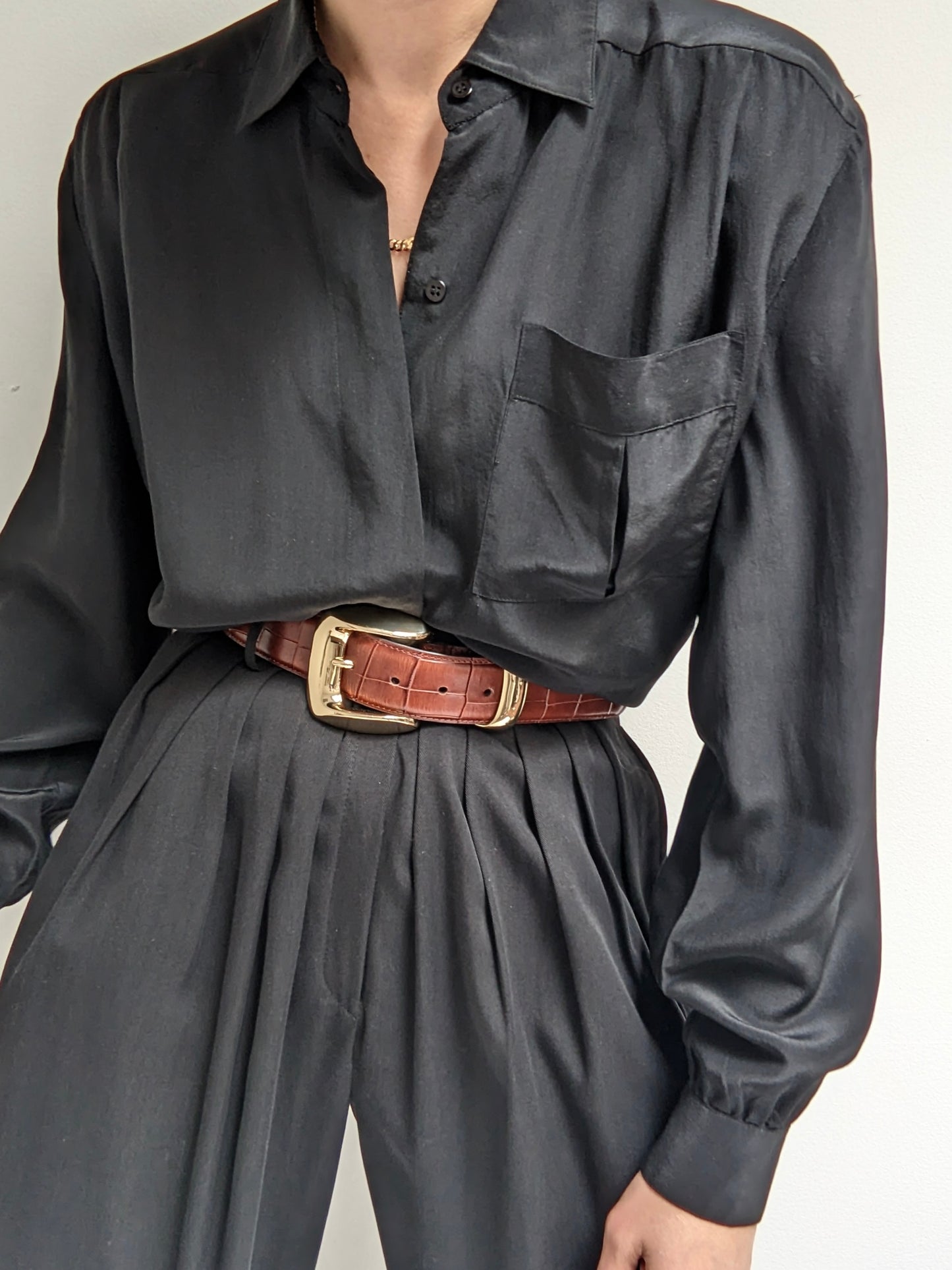 Vintage Onyx Silk Blouse