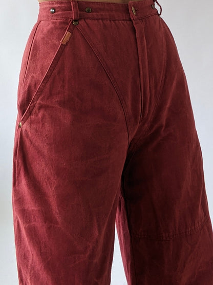 Vintage Brick Red Wide Curve Pants