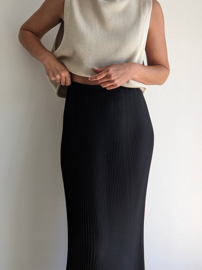 Vintage Sheer Caviar Pleated Skirt