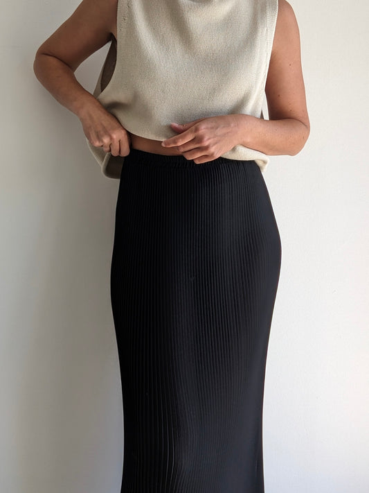 Vintage Sheer Caviar Pleated Skirt