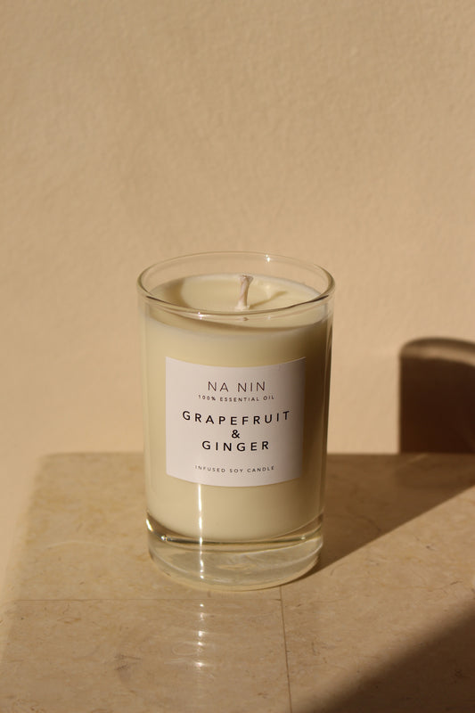 Grapefruit & Ginger Essential Oil Soy Candle / Available in 5oz & 8oz