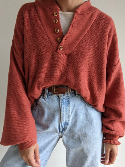 Vintage Terra Cotta Cotton Henley