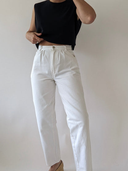 Vintage White Ribbed Denim