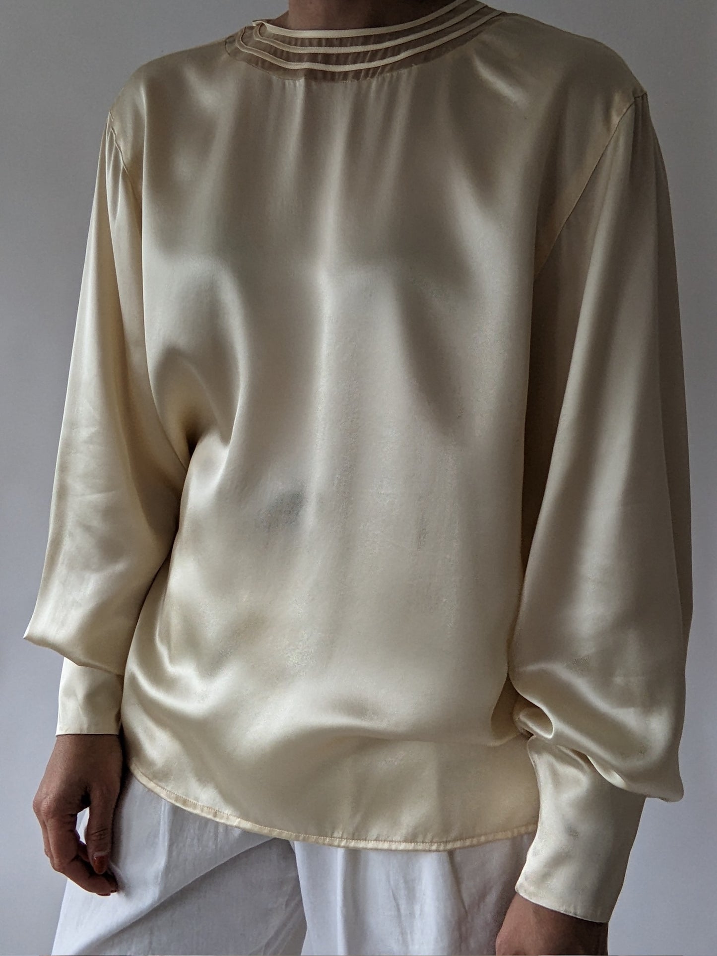 Vintage Buttermilk Silk Charmeuse Blouse