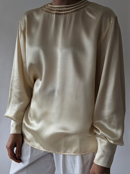 Vintage Buttermilk Silk Charmeuse Blouse