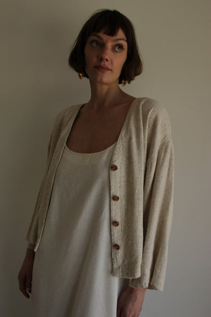 Vintage Sand Woven Flax Cardigan