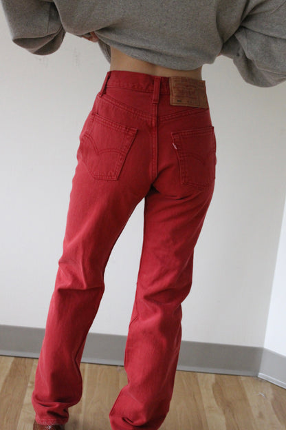 Vintage Levi's 501 Faded Red Denim