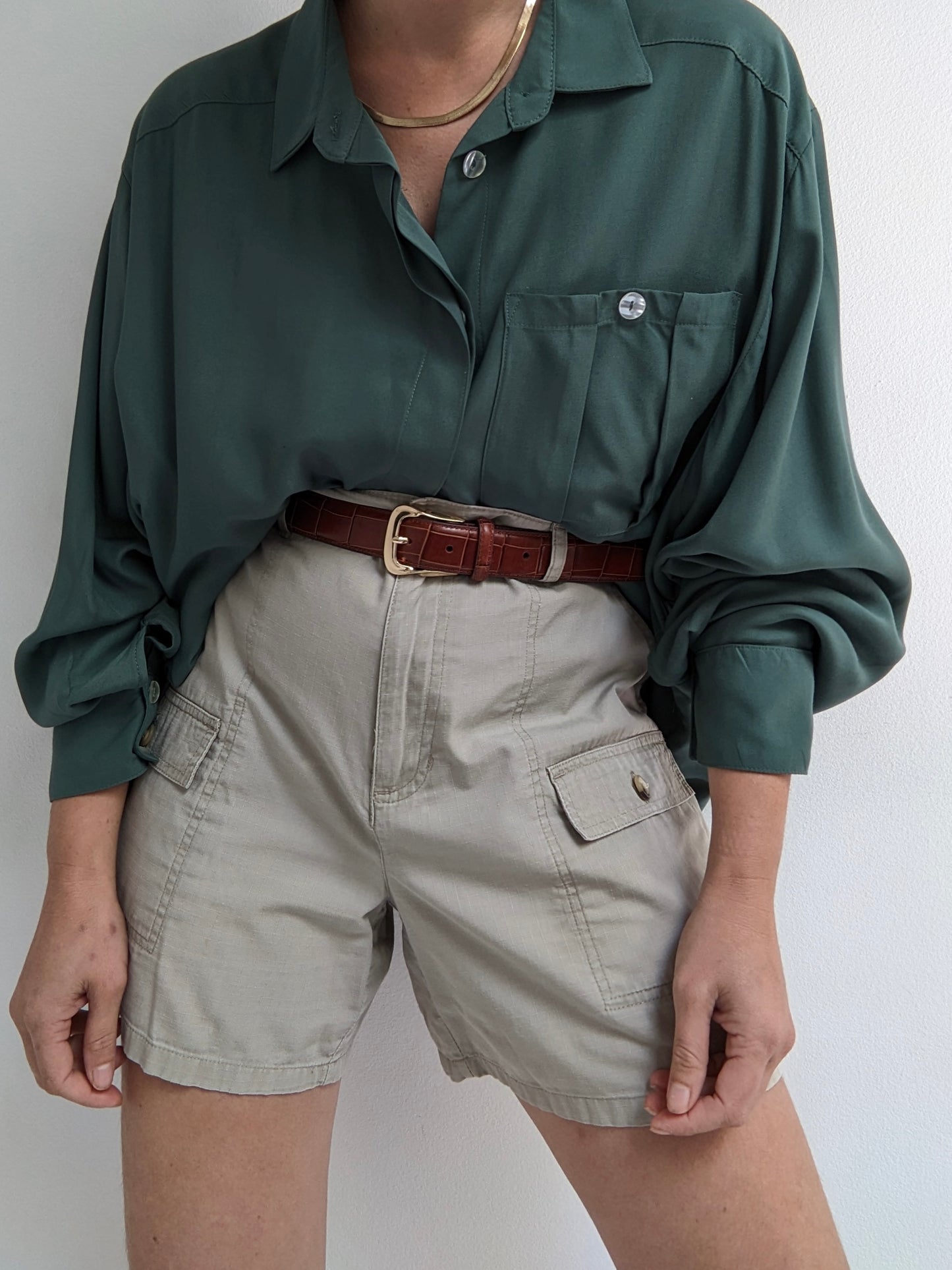 90s Stone Khaki Cargo Shorts