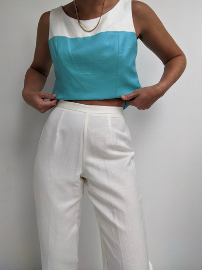 Amazing Vintage Two-Toned 3 Piece Linen Set