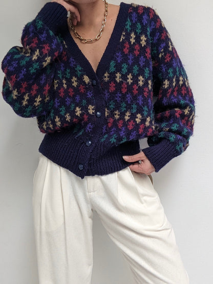 Vintage Patterned Knit Cardigan