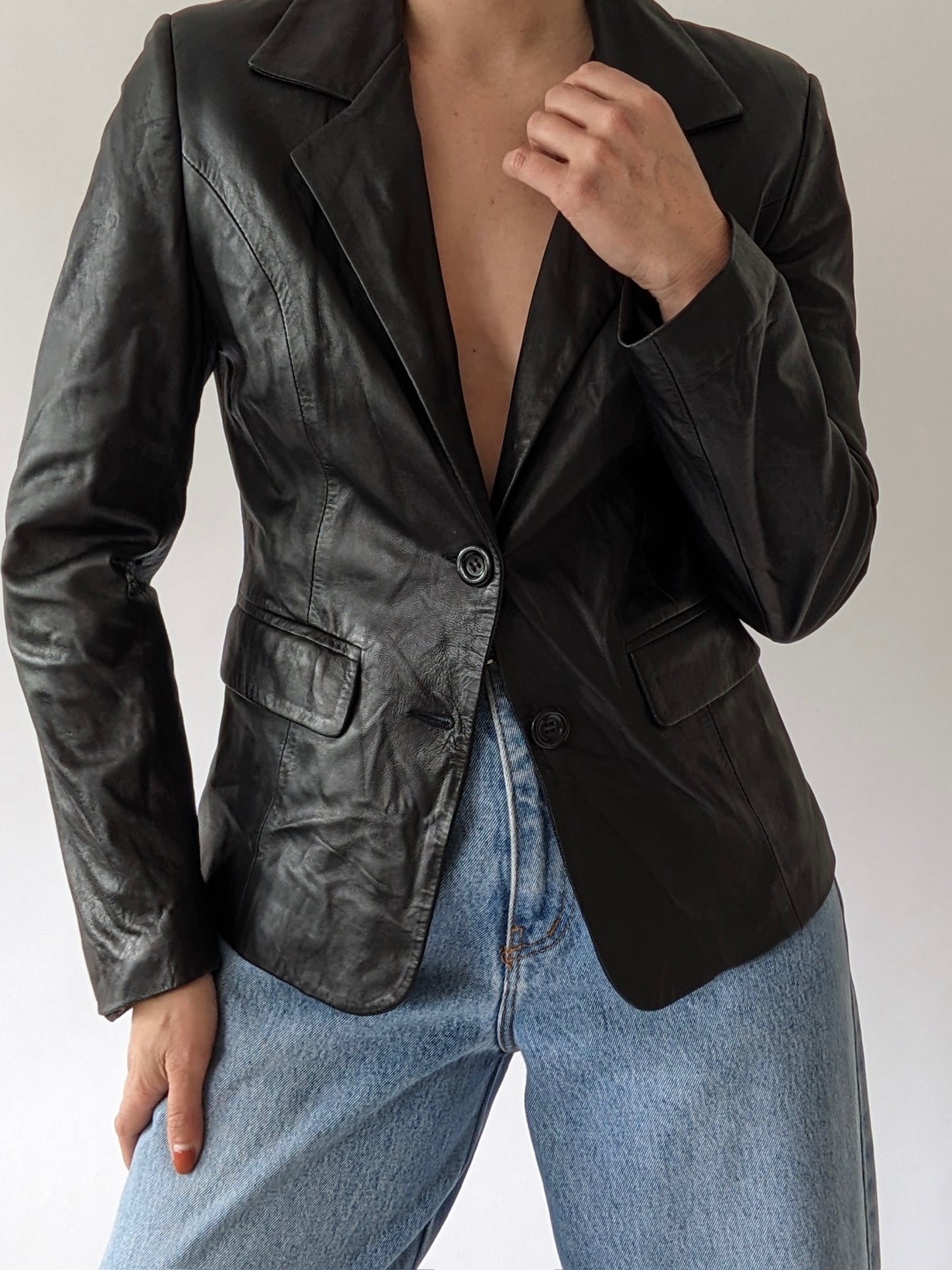 Vintage Onyx Lamb Leather Blazer