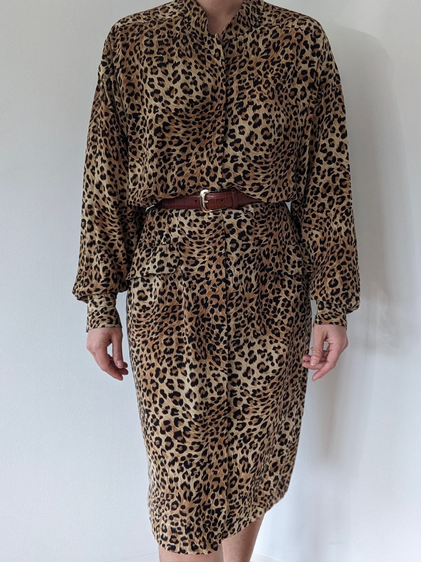 Statement Vintage Leopard Print Silk Dress