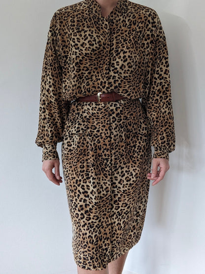 Statement Vintage Leopard Print Silk Dress