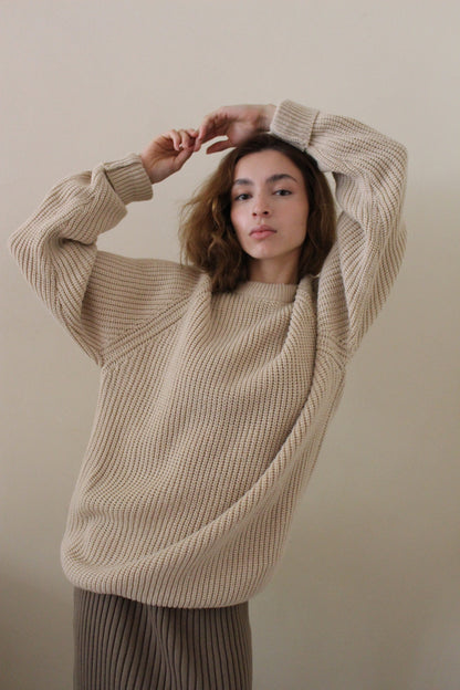 Vintage Latte Raglan Knit Sweater
