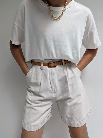 Vintage Pleated Linen Shorts