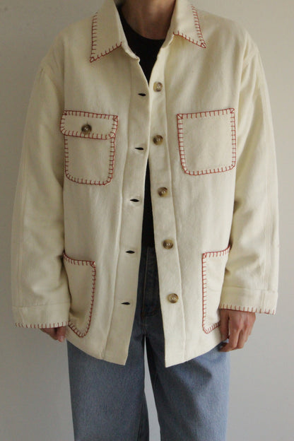 Maddox Appliqué & Embroidered Woven Silk Chore Coat