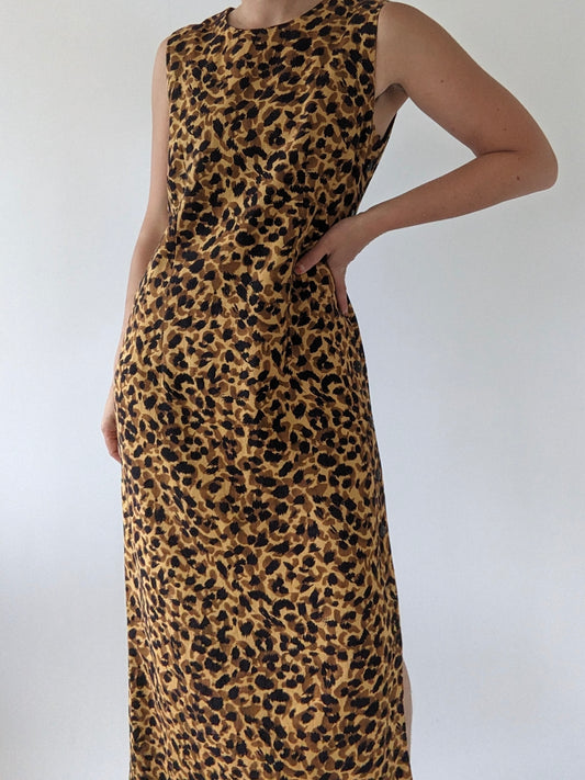 Vintage Bold Print Linen Market Dress