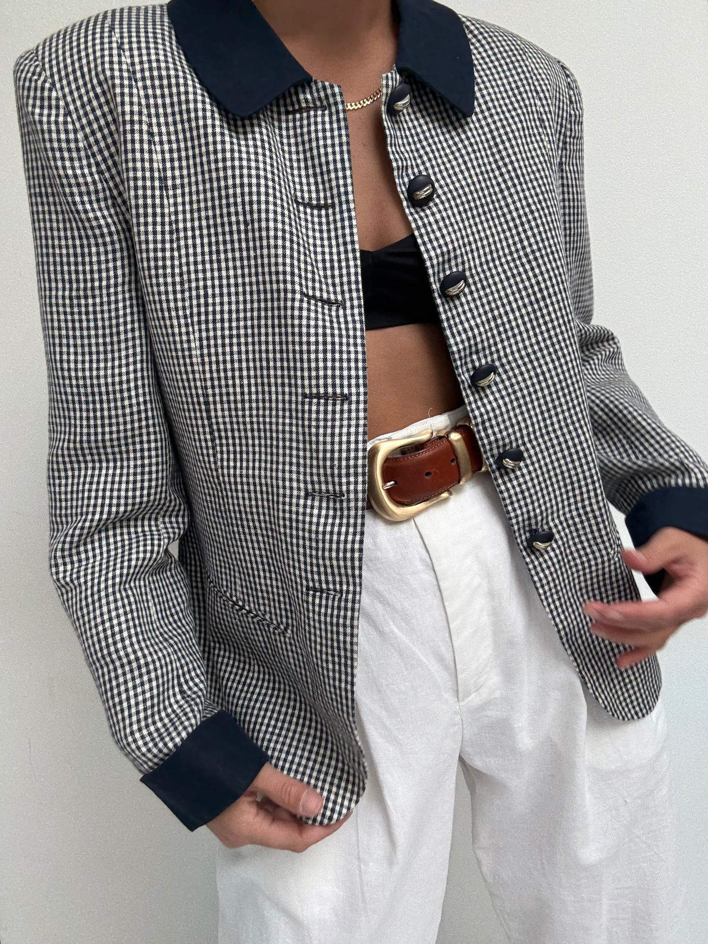Vintage Gingham Linen Jacket