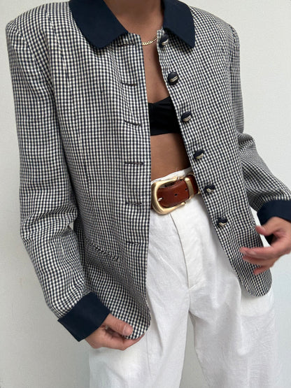 Vintage Gingham Linen Jacket