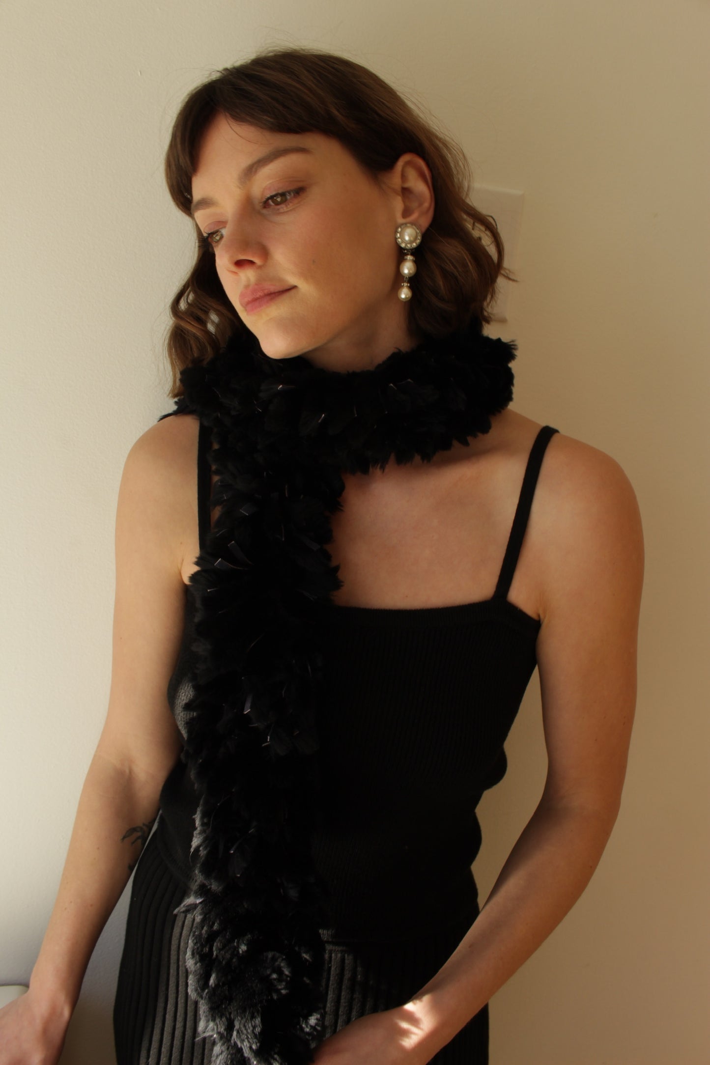 Vintage Faux Pearl & Rhinestone Dangle Earrings